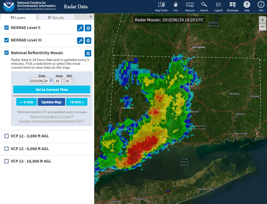 Weather radar from the time of tornado touchdown.